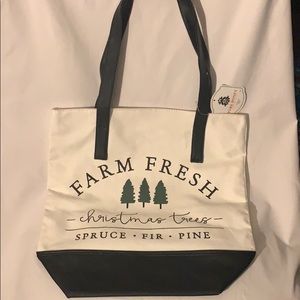 Farm Fresh canvas and faux leather tote